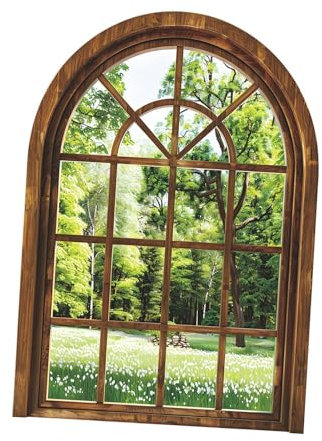 FLCPJGV Adesivo da Parete con Finta Finestra, Decorazione Artistica murale, Soggiorno, Carta da Parati in PVC, Piante Verdi, Paesaggio per Ufficio, Fattoria