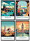 SHEGZHUC 4 Pack Diamond Painting Stadt Poster 30x40cm Diamond Painting Landschaft Diamond Painting Vintage Poster Reiseposter Diamant Malerei Kunst Stickerei Kreuzstich Bilder Geschenk Wanddekoration