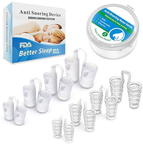 Dispositivos Anti Ronquidos, 8 Piezas Dilatador Nasal, Dispositivos Anti Ronquidos de Silicona, Anti Ronquidos Clips Nasales, Mejora la Respiración(4 tamaños)