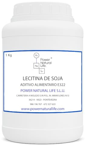 Lecitina de Soja en Polvo | Power Natural Life | Bote 1 kg | Aditivo Alimentario E322 | Emulsionante y Estabilizante | Uso Alimentario, Técnico e Industrial