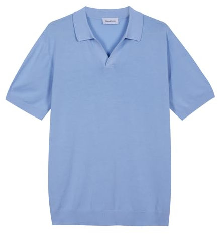 Diana Studio Polo in Cotone Fresco Senza botttoni, Celeste, L Uomo