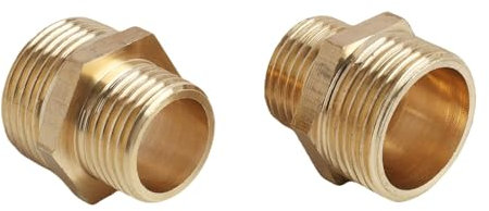 Set di 2 Connettori Riduttori in Ottone, Adattatori Maschio 3/4 a Maschio 1/2, Raccordi Filettati per Tubi dell'Acqua, Alta Qualità e Resistenza, per Impianti Idraulici (20 x 25 mm)