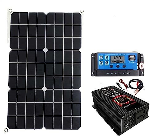 TETEOM Inversor, Inversor de batería Solar 110-220, Panel Solar de 4000W/6000W, Controlador de 18W, Pantalla LED, batería de inversor Solar, Placa de Carga Inteligente(Yellow 4000W,12V_60HZ)