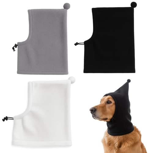 3er Set Hundemütze, Verstellbare Hunde Mütze in Schwarz, Weiß und Grau, Weiches und Atmungsaktives Material, Ideal Für Kleine und Mittelgroße Hunde