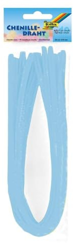 folia 77830 - Chenilledraht, Pfeifenputzer, 10 Stück in himmelblau, Durchmesser 8 mm und 50 cm lang, ideal für Kinder zum Basteln und Gestalten von Tieren, Figuren und anderen Formen