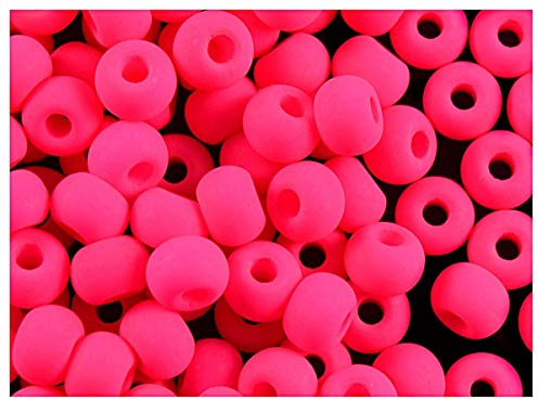 40 Stück Tschechische Glasperlen Gepresst ESTRELA NEON (UV aktiv) Bagel 5.5 mm Rosa