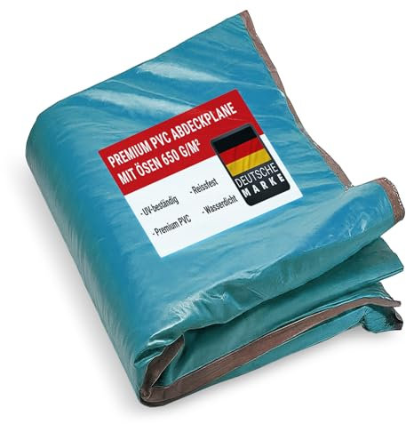 650g/m² Abdeckplane 6 x 12m (72m²) Universelle PVC Abdeckplane: Wasserdicht & Reißfest, mit Ösen, ideal für Fahrzeuge, Holz und Camping