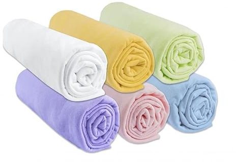 Lot de 6 Draps Housse 70x140 cm Lit Bébé Lit Enfant 70 x 140 cm| 100% Coton Jersey | Multicouleur | Extensible & Respirant | Sommeil sain | Marque Easy dort | Oeko-Tex | Qualité | Fabriqué en Europe