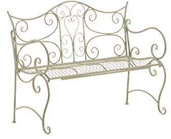CLP Banc De Jardin Tara I Banquette De Jardin en Fer Forgé Style Rustique I Banc D'Extérieur Terrasse Balcon Place Assise pour 2 A 3 Personnes, Couleur:Vert Antique