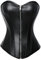 MISS MOLY Corsage|Vollbrust Vintage Kunstleder Korsage Leder-Optik Coolstil Korsett Reißverschluss/Vorderschliesse Corset(Mit G-String) Schwarz XXL