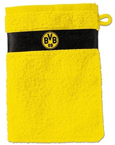 Borussia Dortmund Unisex Kinder vaskehandske gul Waschhandschuh, Schwarz / Gelb, 20 x 10 1 cm EU