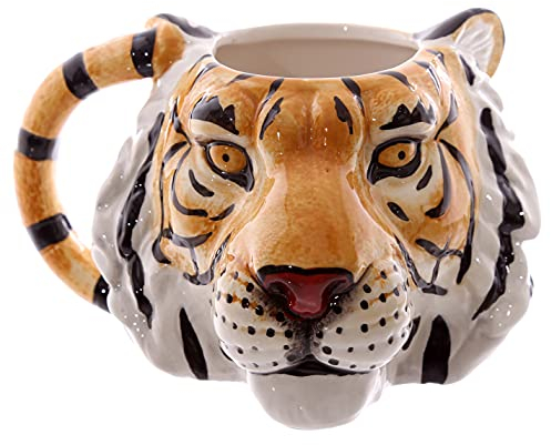 Puckator MUG227 Mug Design Tête de Tigre Céramique Orange/Noir/Blanc