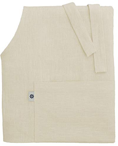Linen & Cotton Luxus Schürze, Küchenschürze, Kochschürze, Grillschürze ELLA, 100% Leinen - 70 x 84cm (Beige)