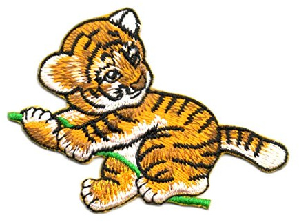 Aufnäher Bügelbild Aufbügler Iron on Patches Applikation Bügelbild Tiger 9 x 6,5cm Vor167-2