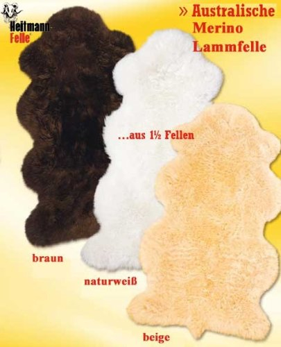 Heitmann-Felle Australisches Merinolammfell - weiß, beige, braun - 140cm, Farbe:beige