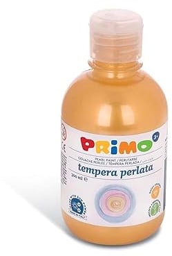 PRIMO Pearl Schulmalfarbe für Kinder | wasserlösliche Tempera-Farbe im Perl-Look | 300 ml Flasche mit Dosierverschluss (perl gelb)