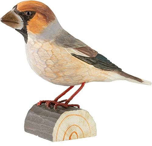 WILDLIFEGARDEN Wildlife Garden WG424 DecoBird Kernbeisser - Handgeschnitzter Dekorative Vogel aus Holz - Mittelgroße Europäische Vögel