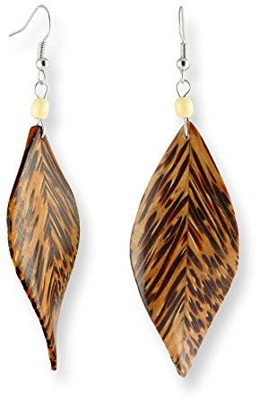 ISLAND PIERCINGS Ohrringe Blatt aus Kokos Holz Handarbeit ER279