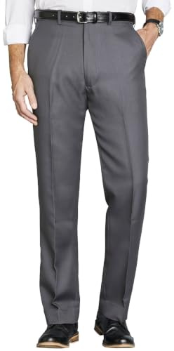 Chums Men's HIGH-Rise Trousers Poly Twill Pants with Stretch Waist | Pleated, Self-Adjusting Waistband for Additional Comfort, Smartly Tailored with Zip Fly