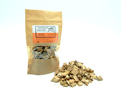 AlcoFermBrew Eichenholzchips Sherry 100g - aus Sherry-Oloroso Fässer | Räucherholz | Eichenholz Chips | Holzspäne | Holzfässer