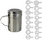 ADEPTNA Stainless Steel Chocolate Shaker with Handle and 16 Cappuccino Coffee Barista Stencils