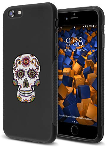mumbi Hülle kompatibel mit iPhone SE 2 2020 / 7 / 8 Handy Case Handyhülle double GRIP mit Motiv Calavera weiss bunt, schwarz