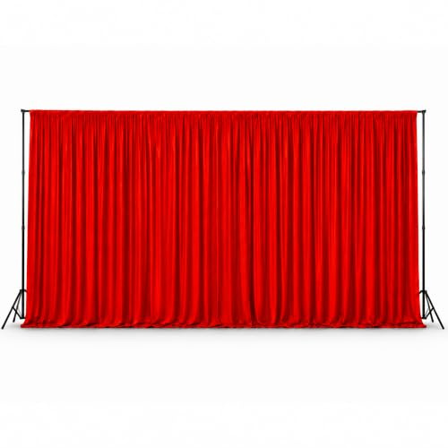 WedDecor Polyester Backdrop Curtain Wrinkle Free Fabric - 3x6m, Red | Smooth Pleated Curtain With Rod Pocket, Washable Fabric Photo Background for Weddings, Parties, Events & Stage Decorations