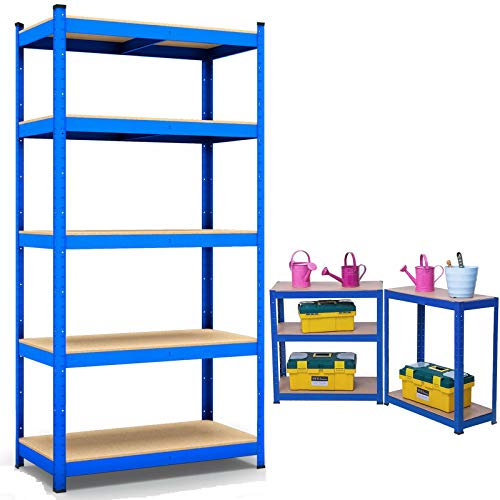 Lagerregal 180 x 90 x 40 cm Schwerlastregal Blau Kellerregal 5 Böden Regalsysteme 875 kg belastbar Steckregal