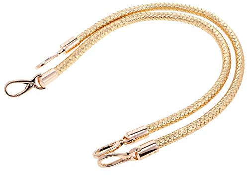 POFET 1 paio di maniglie di ricambio per borsa a tracolla, manici in pelle intrecciata con ganci girevoli in metallo, dorati