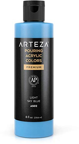 ARTEZA Acrylic Pouring Paint - 8 oz Light Sky Blue, High-Flow, No Mixing Needed, For Canvas, Glass, Paper, Wood, Tile, Stones