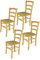 t m c s Tommychairs - 4er Set Stühle Venice für Küche und Esszimmer, robuste Struktur aus lackiertem Buchenholz im Farbton Naturfarben und Sitzfläche aus Stroh