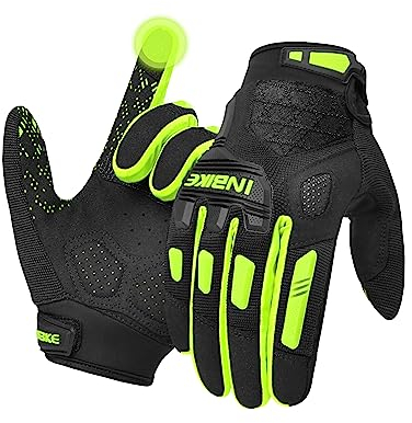 INBIKE Guantes Ciclismo Hombre Largos MTB Guantes Bicicleta Táctil con Acolchado De EVA Gel Antideslizante Protector De TPR(Verde-L)