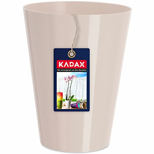 KADAX Flowerpot, Slim Orchid Pot, semplice fioriera, secchio di fiori per orchidea, erba da ragazzo, margherite, trama per cucina e soggiorno (⌀ 13 cm, rotondo, crema)