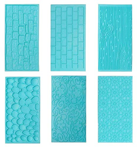 XLKJ 6 Pcs Moldes Plásticos Grabar Glaseado, Bricolaje Chocolate Helado Azúcar Textura, Molde de Impresión Fondant DIY para Glaseado Pastel Grabado para Hornear