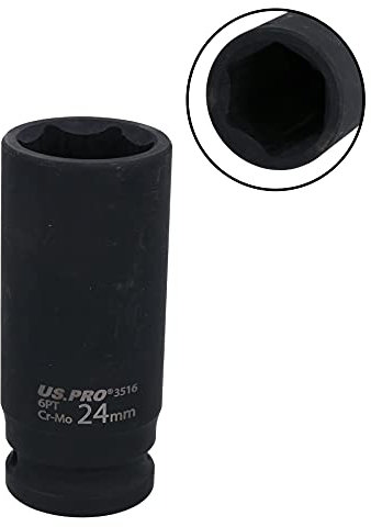 24mm 1/2 Drive Deep Metric Impact Impacted Socket 6 Sided Single Hex