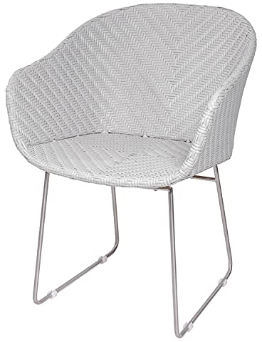 Garland Poly Rattan Gartensessel Monza Edelstahl Gartenstuhl Armlehne Wetterfest Garten Sessel Stuhl Gartenmöbel Weiß PL11