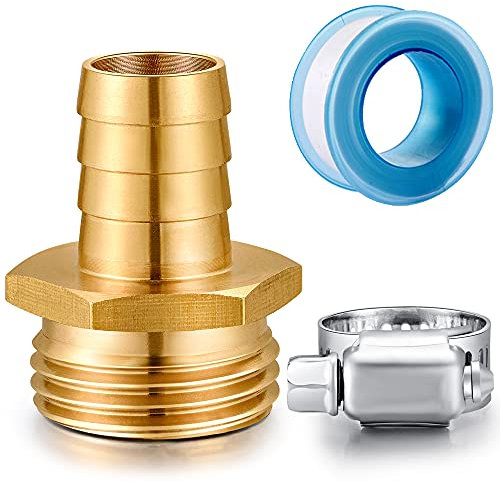 YELUN Raccord de réparation de tuyau de jardin en laiton massif avec colliers de serrage 1,6 cm x 1,9 cm mâle, convient pour raccord de tuyau d'arrosage, raccords de tuyau mâle et femelle