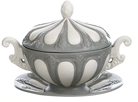 BLANC MARICLO' LA FELICE Zuckerdose mit Untertasse grau L 17,8 x B 15,1 x H 13,3 cm