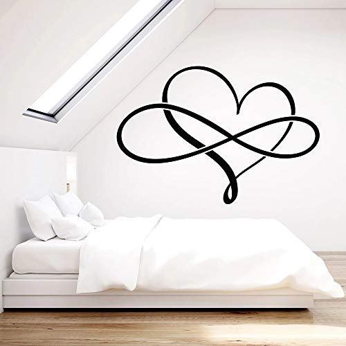 QIANGTOU Vinyl Wandtattoo für Schlafzimmer Liebe für Immer Herz Symbol der Unendlichkeit Wandaufkleber Dekor Wohnzimmer selbstklebend 54x79cm