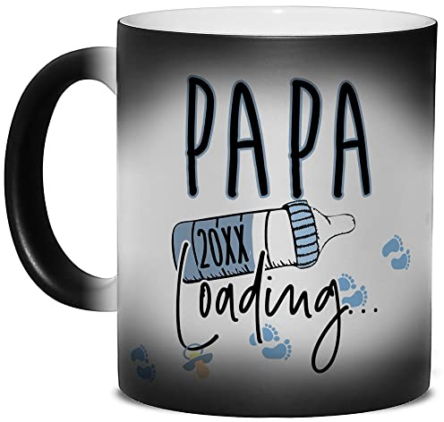 Zaubertasse Babynews - Du wirst Papa 20xx Loading - Magic Mug, Farbwechsel Tasse - Geschenkidee für werdende Papas, Schwangerschaft verkünden, Baby, Schwanger I Personalisiert - 300 ml