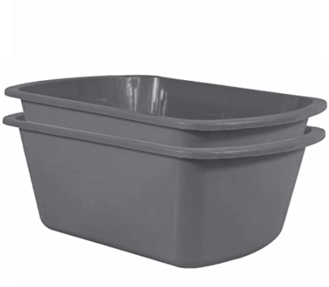 Wash Basins – Rectangular Plastic Hospital Bedside Soaking Tub [2 Pack] Small 7 Quart Graduated Bucket - Portable Washbasin for Washing, Cleaning, Foot Bath, Washing Dishes, Face Cleansing Bowl