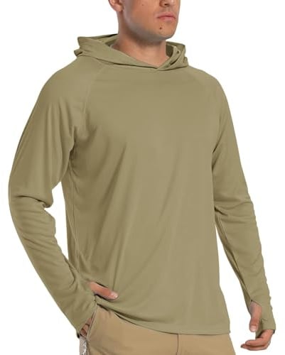 TACVASEN Sweats à Capuche Homme Tee Shirt Anti UV Homme T Shirt Manche Longue Été Protection Solaire Top Léger Chemise Randonnée Camping Terne Cyan, M