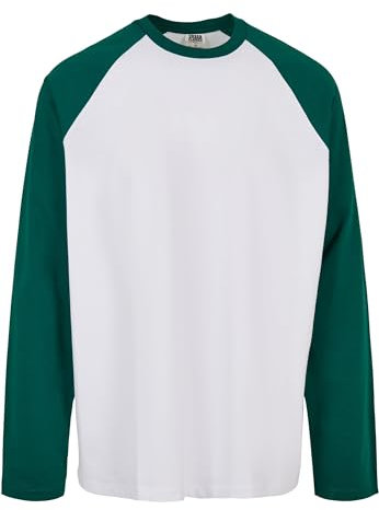 Urban Classics Herren Organic Oversized Raglan Longsleeve T-Shirt, White/Green, L