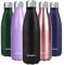 SUNWILL Insulated Water Bottle Metal, 500ml Stainless Steel Reusable Thermal Flask for Cold and Hot Drink, Travel, Sports, Gym, Powder Coated Black