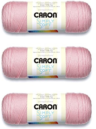 Caron Simply Soft Soft Pink Garn – 3 Packungen mit 170 g – Acryl – 4 Medium (Kamm) – 315 Meter – Stricken/Häkeln