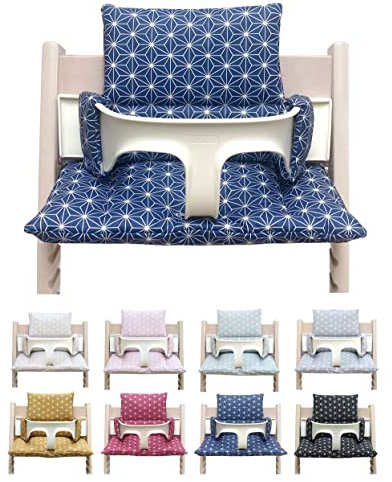 Blausberg Baby - Sitzkissen Set ABWASCHBAR kompatibel mit Stokke Tripp Trapp Hochstuhl Materialien Oek-Tex Standard Zertifiziert - Made in Germany (Happy Star Blueberry Blau ABWASCHBAR)