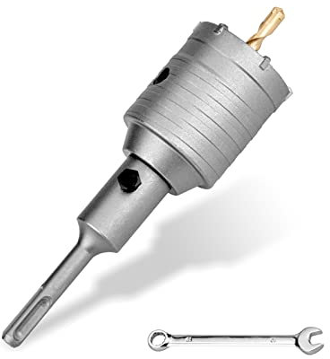 Drill Bit 54 mm SDS Plus Set, M22 Thread SDS Plus Adapter 120 mm and Pilot Drill 8 x 110 mm, Wall Hole Saw Drill for Masonry, Natural Stones, Sandstones, Artificial Stones, Concrete, Marble (54 mm)