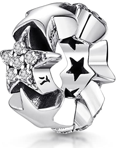 MATERIA by Matthias Wagner Spacer Beads Silber 925 Sterne - Zirkonia Charm Zwischenelement 1111