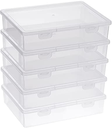 BTSKY 6 PCS Small Size Clear Stackable Rectangular Storage Box with Flap Lid - Home/Office Desktop Organier Multi-functional Storage Cases Containers
