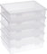 BTSKY 6 PCS Small Size Clear Stackable Rectangular Storage Box with Flap Lid - Home/Office Desktop Organier Multi-functional Storage Cases Containers